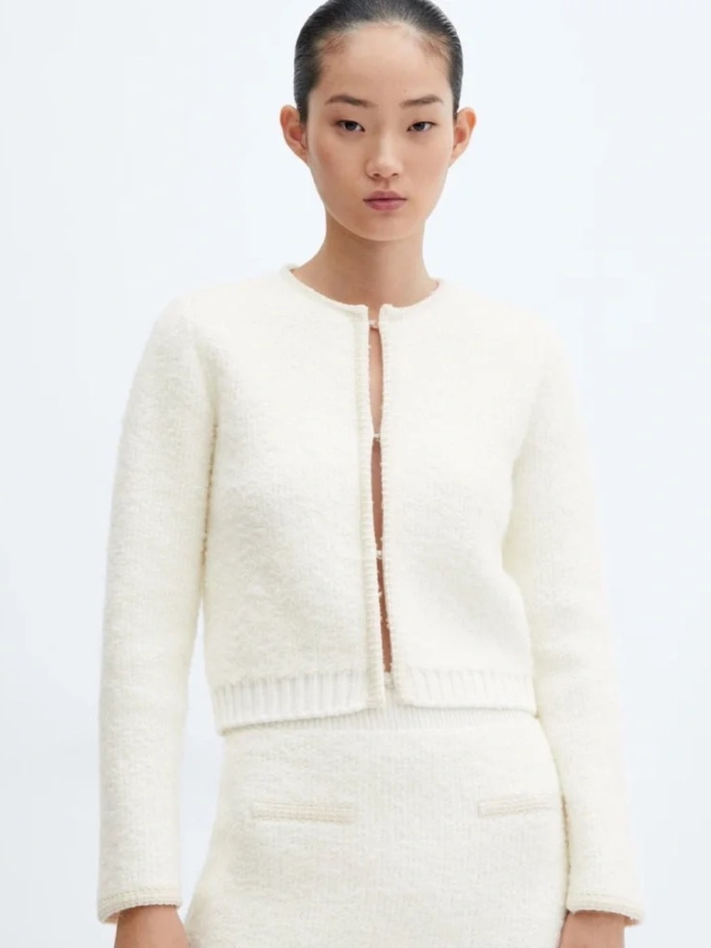 Mango Contrast Trim Cardigan